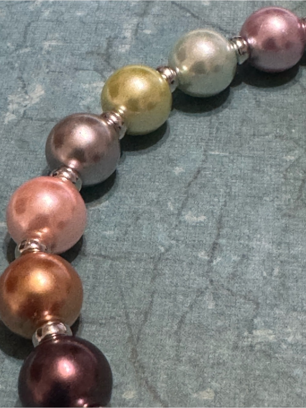 COLORFUL FAUX PEARL AND STERLING SILVER BRACELET
